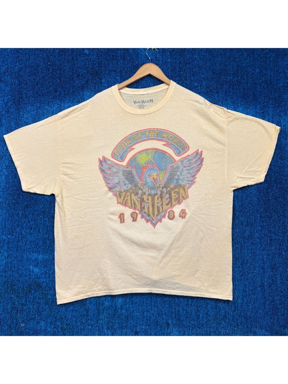 Van Halen 1984 World Tour Rock Yellow Oversized T-Shirt Size L/XL